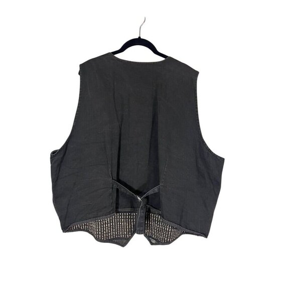 Jane Ashley Western Tapestry Vest 2X Brown Striped Denim Southwest Vintage 80s - Picture 9 of 13